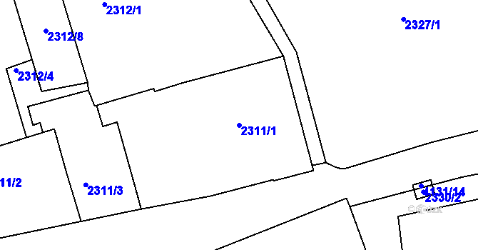 Parcela st. 2311/1 v KÚ Dejvice, Katastrální mapa