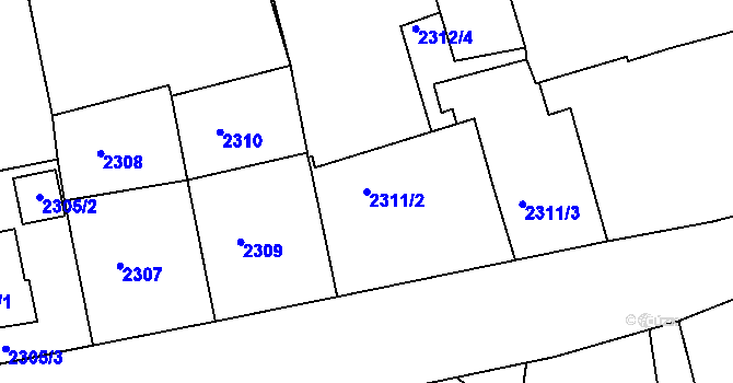 Parcela st. 2311/2 v KÚ Dejvice, Katastrální mapa