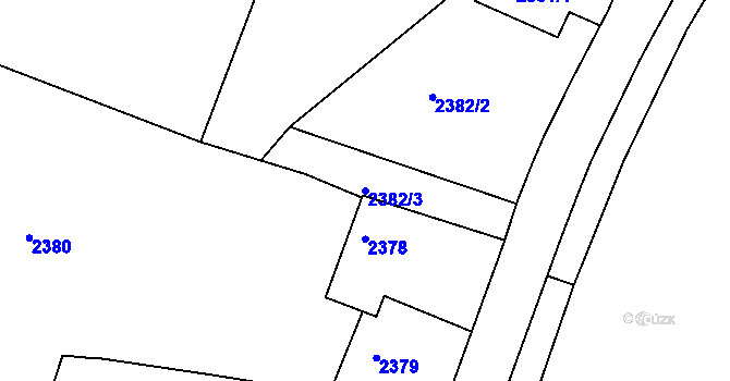 Parcela st. 2382/3 v KÚ Dejvice, Katastrální mapa