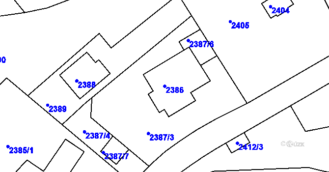 Parcela st. 2386 v KÚ Dejvice, Katastrální mapa