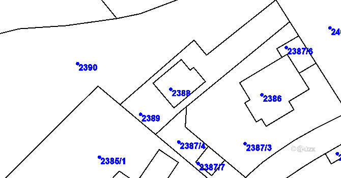 Parcela st. 2388 v KÚ Dejvice, Katastrální mapa