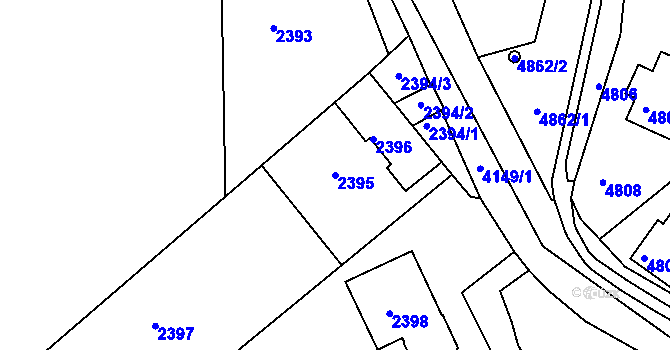 Parcela st. 2395 v KÚ Dejvice, Katastrální mapa