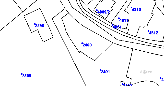 Parcela st. 2400 v KÚ Dejvice, Katastrální mapa