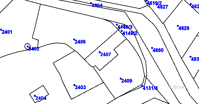 Parcela st. 2407 v KÚ Dejvice, Katastrální mapa