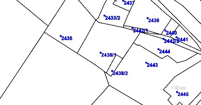 Parcela st. 2438/1 v KÚ Dejvice, Katastrální mapa