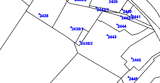 Parcela st. 2438/2 v KÚ Dejvice, Katastrální mapa