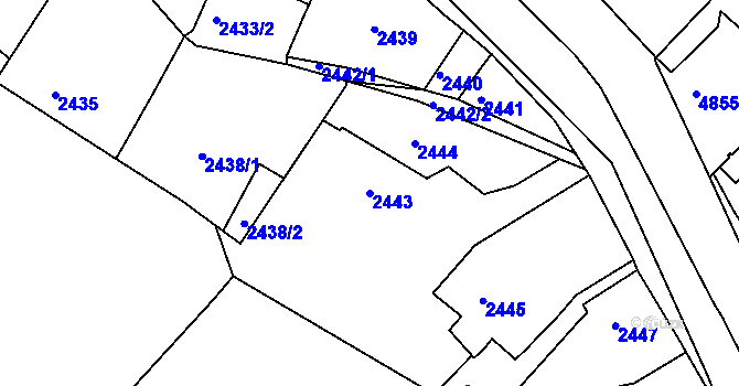 Parcela st. 2443 v KÚ Dejvice, Katastrální mapa