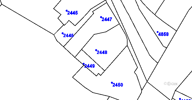 Parcela st. 2448 v KÚ Dejvice, Katastrální mapa