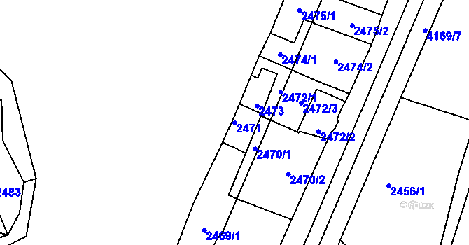 Parcela st. 2471 v KÚ Dejvice, Katastrální mapa