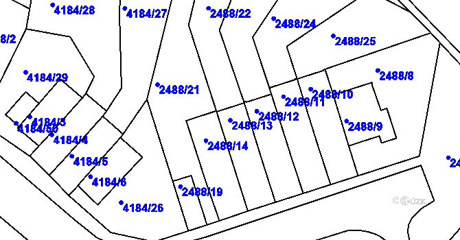 Parcela st. 2488/13 v KÚ Dejvice, Katastrální mapa