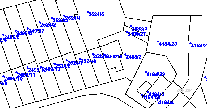 Parcela st. 2488/18 v KÚ Dejvice, Katastrální mapa