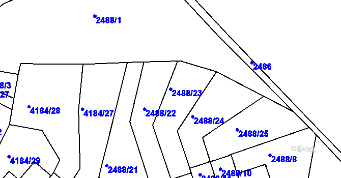 Parcela st. 2488/23 v KÚ Dejvice, Katastrální mapa