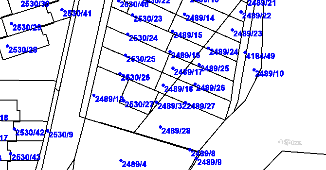 Parcela st. 2489/18 v KÚ Dejvice, Katastrální mapa