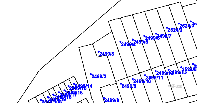 Parcela st. 2499/3 v KÚ Dejvice, Katastrální mapa