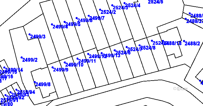 Parcela st. 2499/13 v KÚ Dejvice, Katastrální mapa