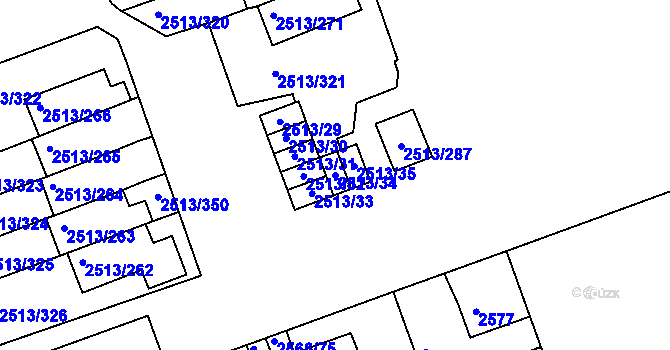 Parcela st. 2513/34 v KÚ Dejvice, Katastrální mapa