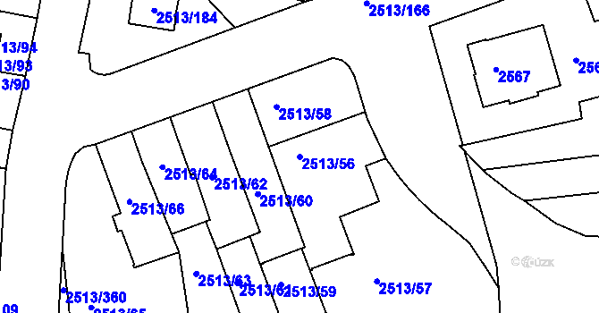 Parcela st. 2513/56 v KÚ Dejvice, Katastrální mapa