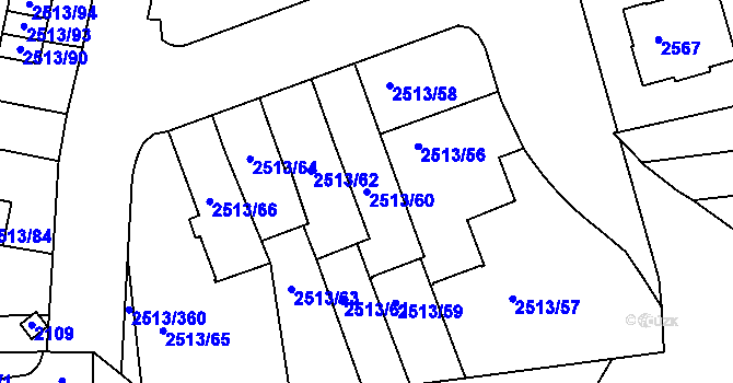 Parcela st. 2513/60 v KÚ Dejvice, Katastrální mapa