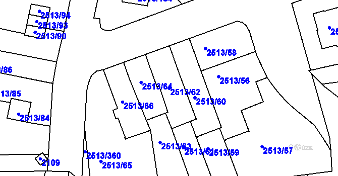 Parcela st. 2513/62 v KÚ Dejvice, Katastrální mapa
