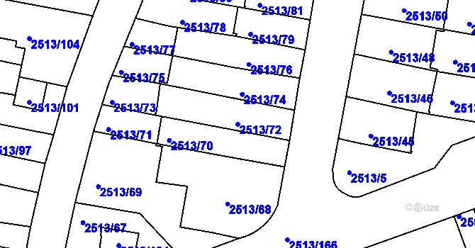 Parcela st. 2513/72 v KÚ Dejvice, Katastrální mapa