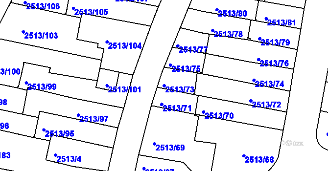 Parcela st. 2513/73 v KÚ Dejvice, Katastrální mapa