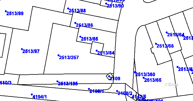 Parcela st. 2513/84 v KÚ Dejvice, Katastrální mapa