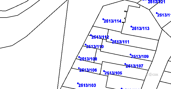 Parcela st. 2513/110 v KÚ Dejvice, Katastrální mapa