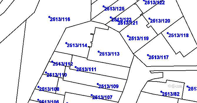 Parcela st. 2513/113 v KÚ Dejvice, Katastrální mapa