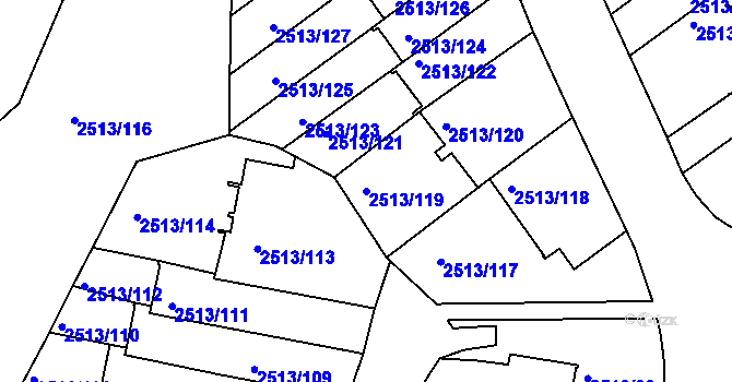 Parcela st. 2513/119 v KÚ Dejvice, Katastrální mapa