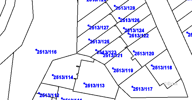 Parcela st. 2513/123 v KÚ Dejvice, Katastrální mapa