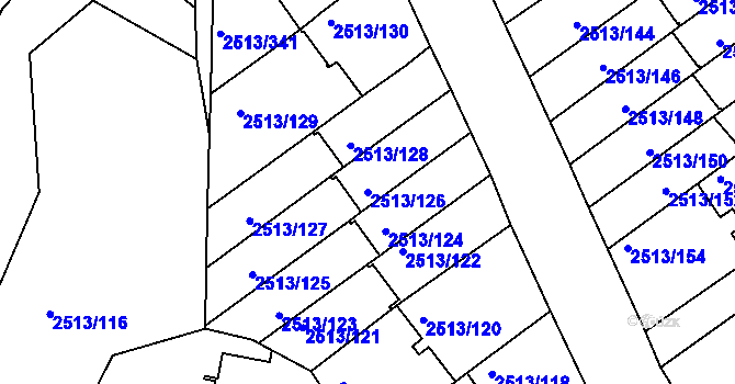Parcela st. 2513/126 v KÚ Dejvice, Katastrální mapa