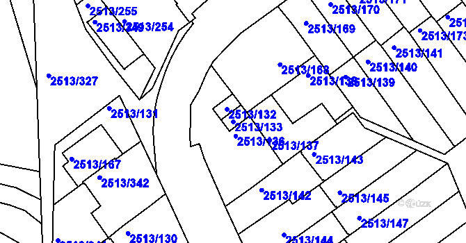 Parcela st. 2513/133 v KÚ Dejvice, Katastrální mapa