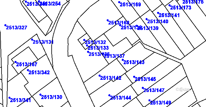 Parcela st. 2513/137 v KÚ Dejvice, Katastrální mapa