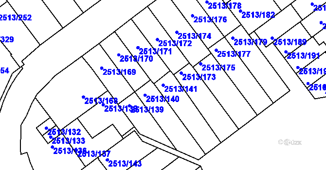 Parcela st. 2513/141 v KÚ Dejvice, Katastrální mapa