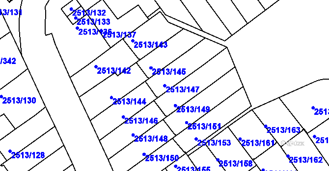 Parcela st. 2513/147 v KÚ Dejvice, Katastrální mapa