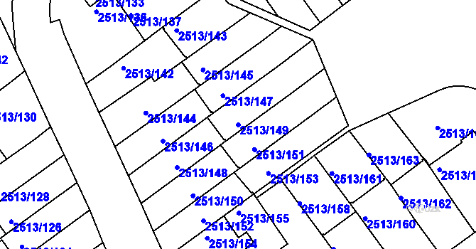 Parcela st. 2513/149 v KÚ Dejvice, Katastrální mapa