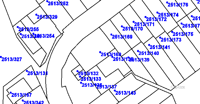 Parcela st. 2513/168 v KÚ Dejvice, Katastrální mapa
