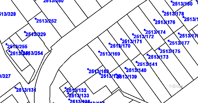Parcela st. 2513/169 v KÚ Dejvice, Katastrální mapa