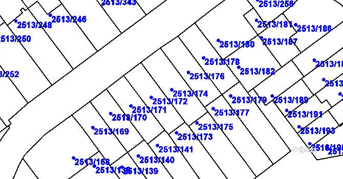 Parcela st. 2513/174 v KÚ Dejvice, Katastrální mapa