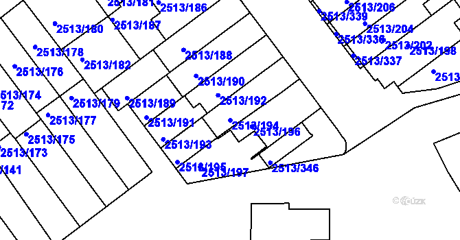 Parcela st. 2513/194 v KÚ Dejvice, Katastrální mapa
