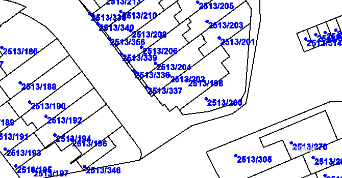 Parcela st. 2513/199 v KÚ Dejvice, Katastrální mapa