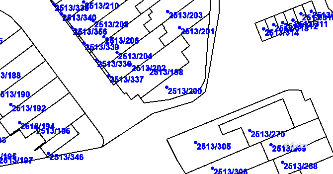 Parcela st. 2513/200 v KÚ Dejvice, Katastrální mapa