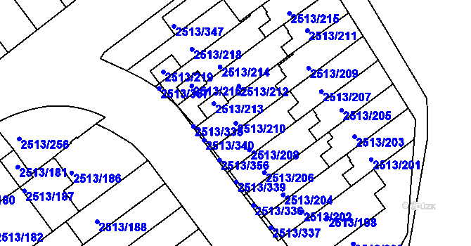 Parcela st. 2513/210 v KÚ Dejvice, Katastrální mapa