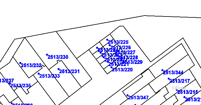 Parcela st. 2513/223 v KÚ Dejvice, Katastrální mapa