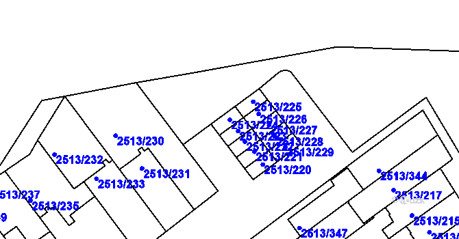 Parcela st. 2513/224 v KÚ Dejvice, Katastrální mapa