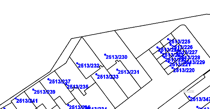 Parcela st. 2513/230 v KÚ Dejvice, Katastrální mapa