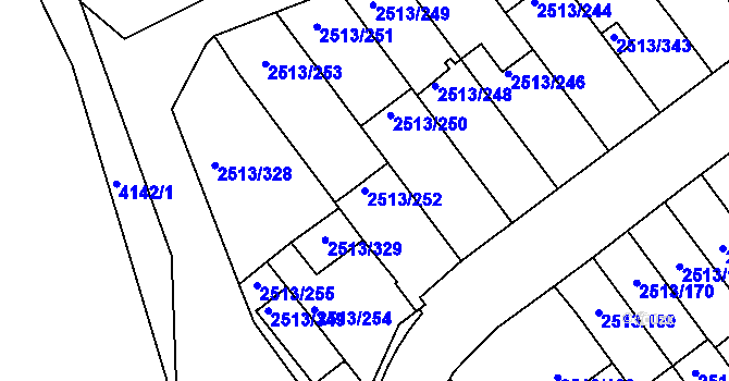 Parcela st. 2513/252 v KÚ Dejvice, Katastrální mapa