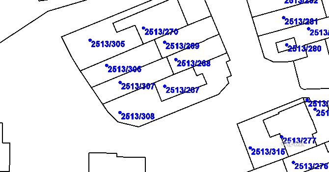 Parcela st. 2513/267 v KÚ Dejvice, Katastrální mapa