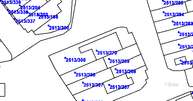 Parcela st. 2513/270 v KÚ Dejvice, Katastrální mapa