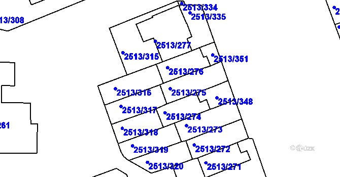 Parcela st. 2513/275 v KÚ Dejvice, Katastrální mapa
